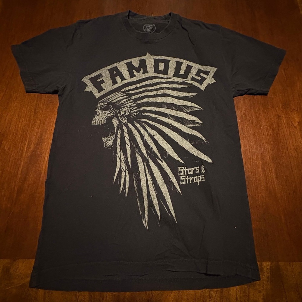 Famous Stars & Straps Skull Chief T-Shirt Size Small Black Skate‎ Punk Graphic T